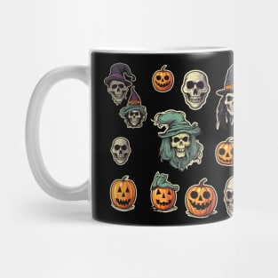 Skull and Pumpkin Jack O' Lanterns Halloween Heads Mug